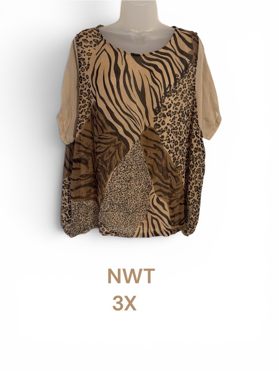P. - R Collections Tops - NWT Plus Size Animal Print  Top - Tan/Brown 1X/2X/3X    #X